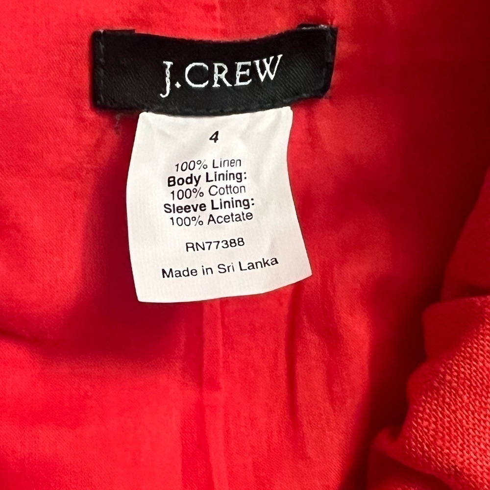 J. CREW Linen Orange One Button Bell Sleeve Jacket Size 4 - Picture 9 of 9
